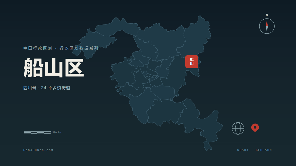 遂宁船山区矢量行政区划地图
