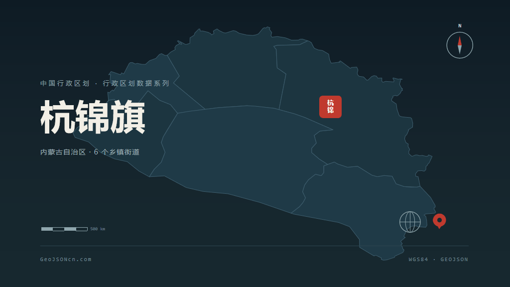 鄂尔多斯杭锦旗矢量行政区划地图