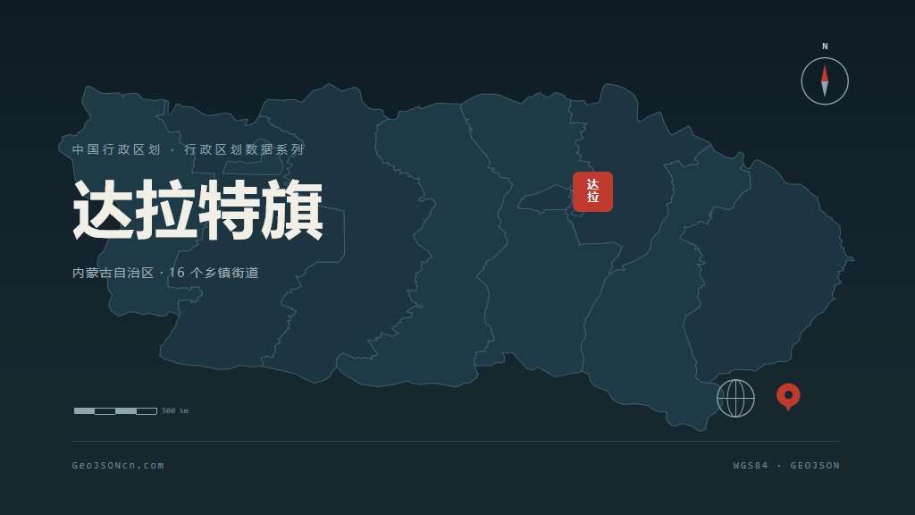 鄂尔多斯达拉特旗矢量行政区划地图