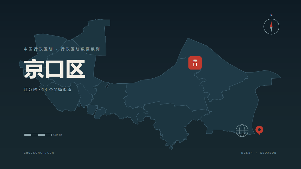 镇江京口区矢量行政区划地图