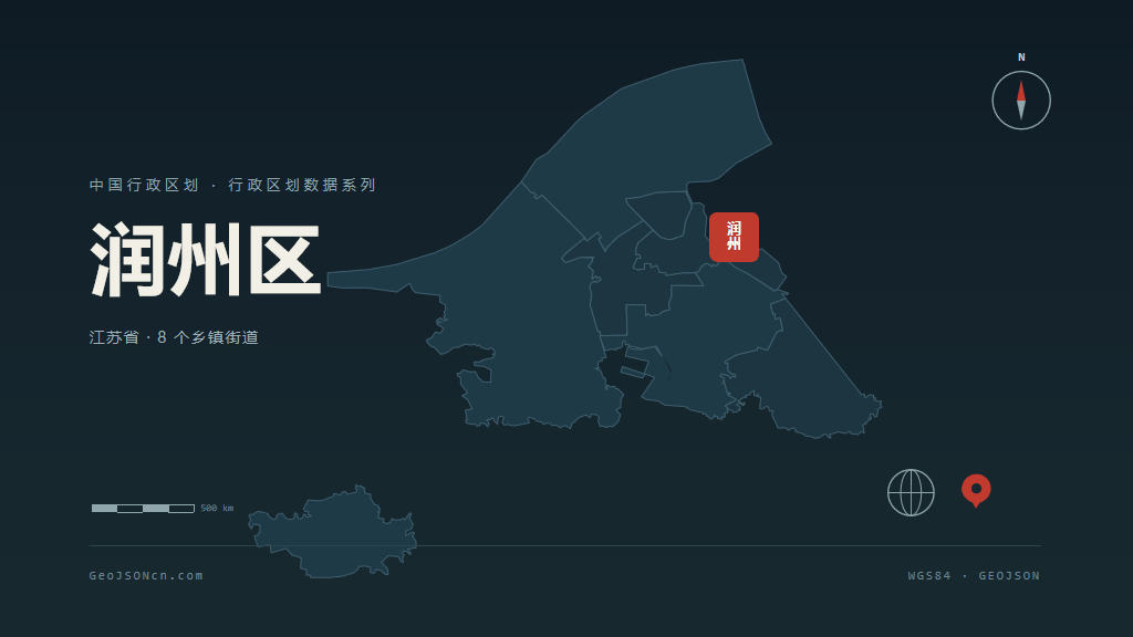 镇江润州区矢量行政区划地图