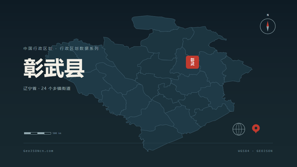 阜新彰武县矢量行政区划地图