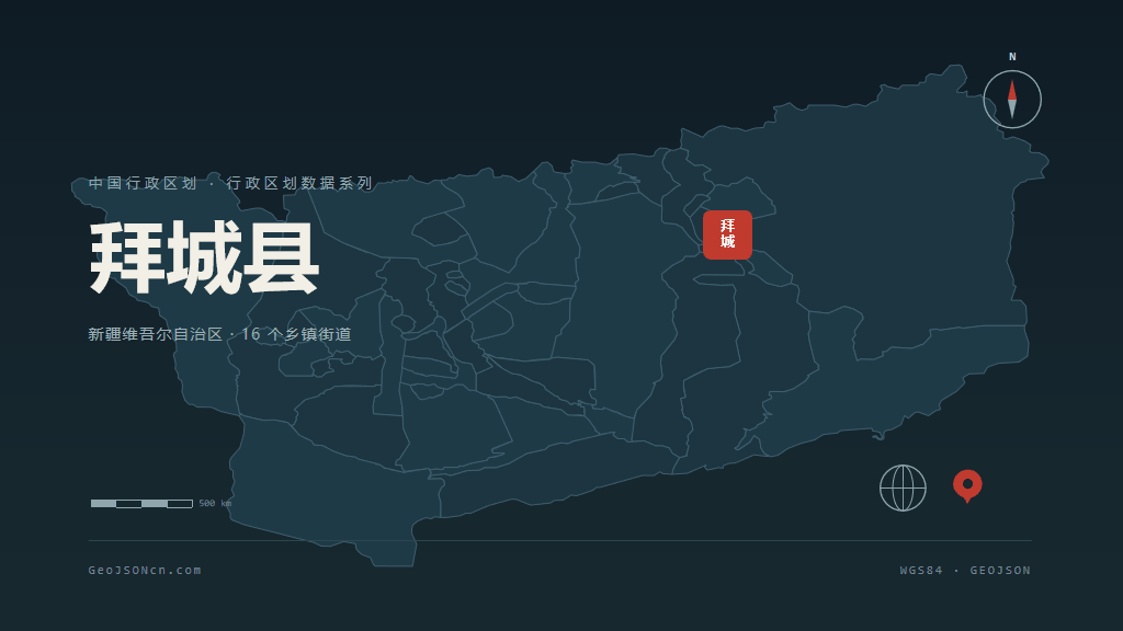 阿克苏地区拜城县矢量行政区划地图