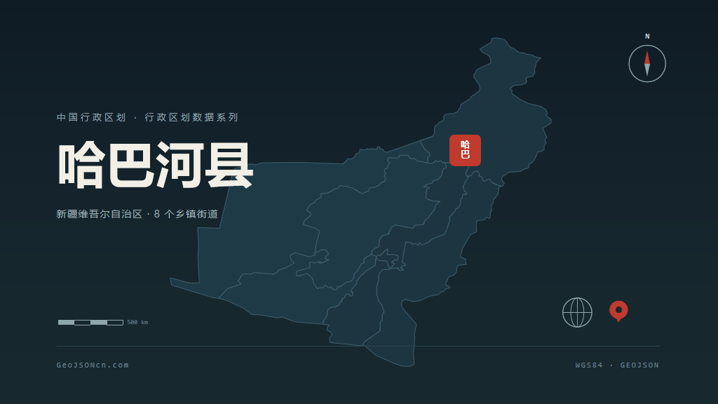 阿勒泰地区哈巴河县矢量行政区划地图