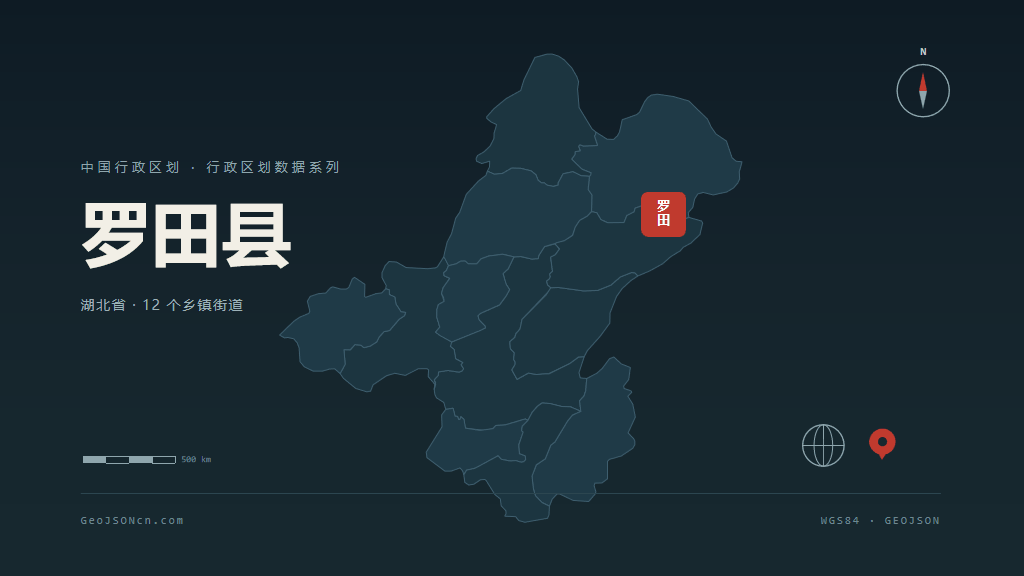 黄冈罗田县矢量行政区划地图