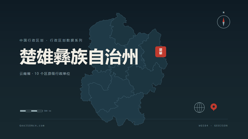 楚雄彝族自治州地图ppt预览